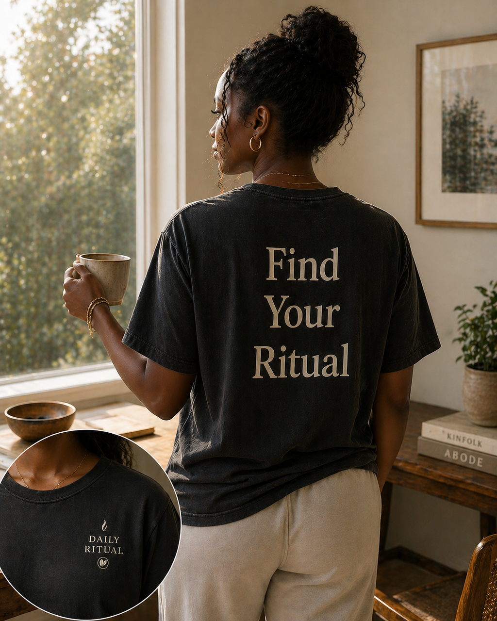 Daily Ritual Tee, unisex cotton t-shirt, alternate view