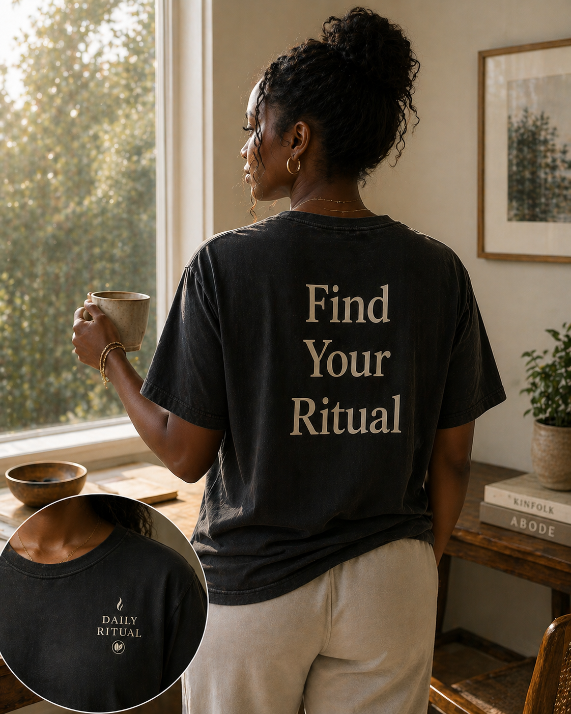 Daily Ritual Tee, unisex cotton t-shirt, alternate view